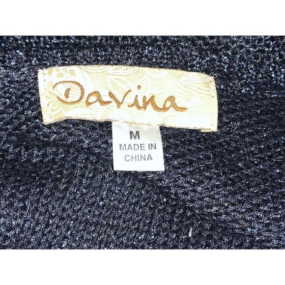 Davina Womens Elegant Sparkle V Neck Back Sweater Size M Blue Long Sleeve - Picture 11 of 12
